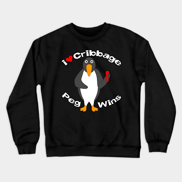 Cribbage Peg Wins White Text Crewneck Sweatshirt by Barthol Graphics